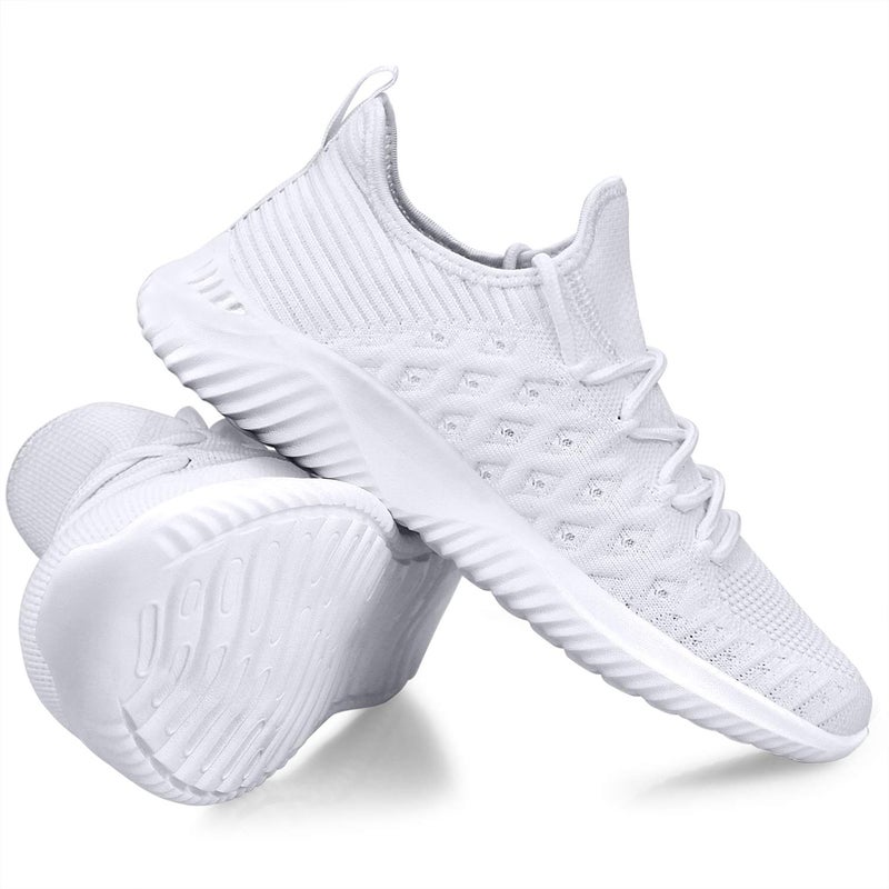 Feethit Womens Slip On Walking Shoes Non Slip Running Shoes Breathable Workout Shoes Lightweight Gym Sneakers White Size 7 - Image 5